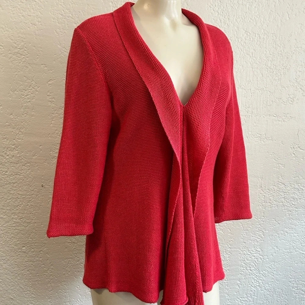 Eileen Fisher 100% hemp coral color  cardigan MED
